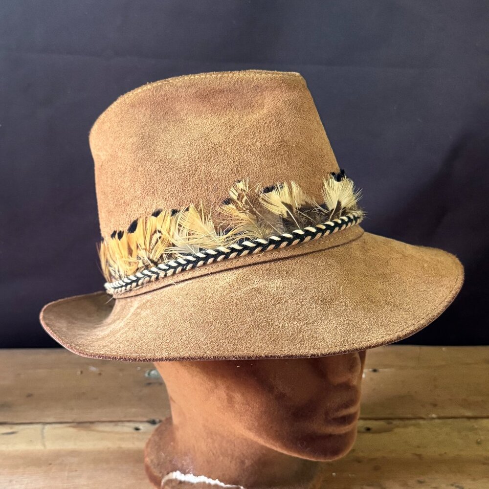 Vintage Skully's Suede Leather Fedora Size Medium Made in the USA